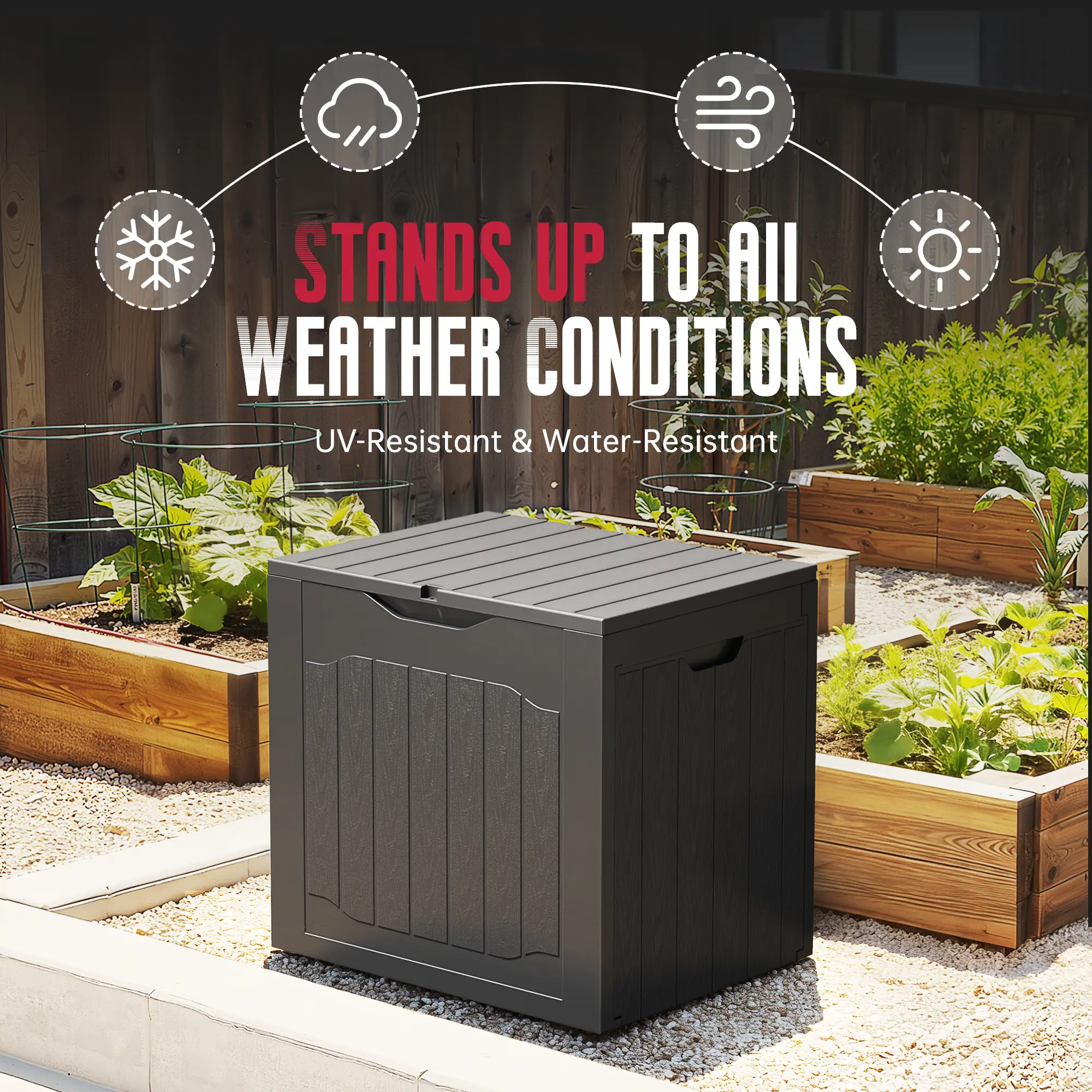 All-Weather Weatherproof Patio Deck Box (132L Lockable Parcel Delivery Station) - Image 3