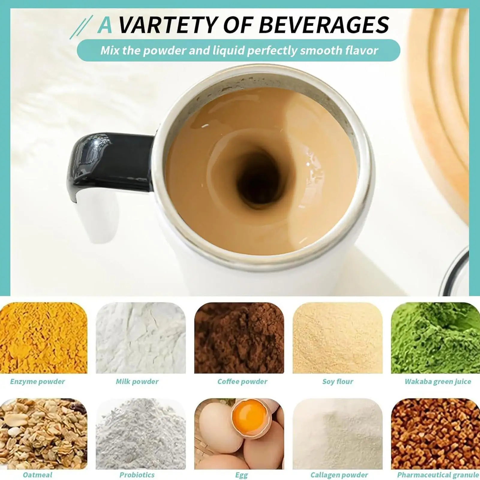 Automatic Stirring Coffee Cup. Rechargeable Automatic Stirring Cup with Temperature Display. Drinking Cup Lid with Straw. Suitable for Coffee. Tea and Hot Chocolate – Bild 2