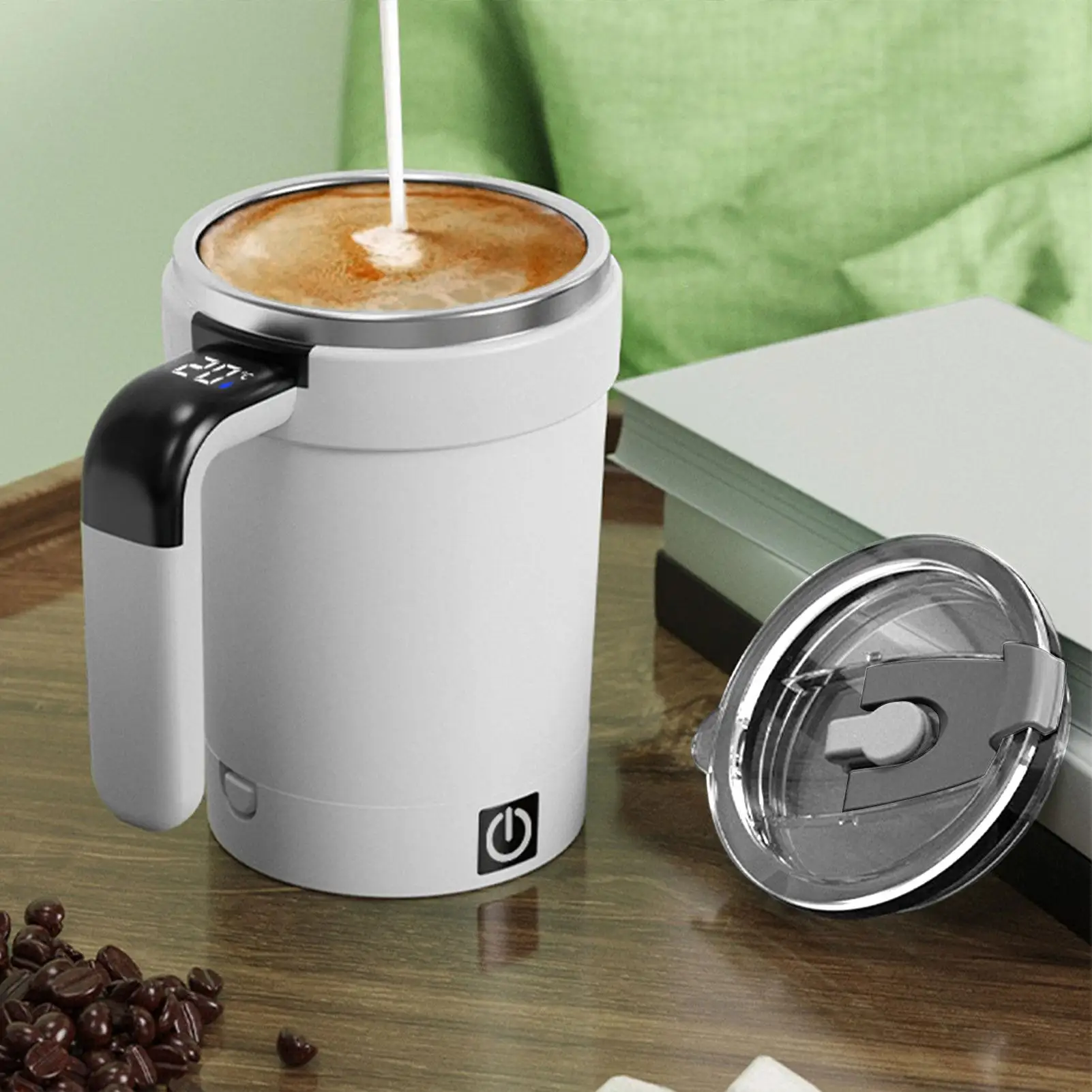 Automatic Stirring Coffee Cup. Rechargeable Automatic Stirring Cup with Temperature Display. Drinking Cup Lid with Straw. Suitable for Coffee. Tea and Hot Chocolate – Bild 5